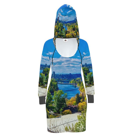 Hoodie Dress - McHugh Bluff Bow River Peace Bridge HDR Fall