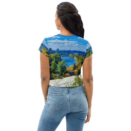 All-Over Print Crop Tee - Bow River Peace Bridge McHugh Bluff HDR
