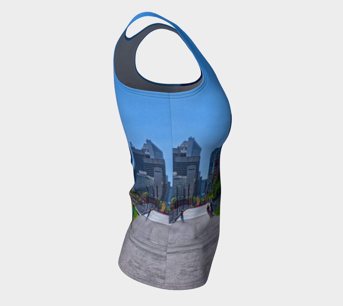 Women's All Over Fitted Long Tank Top - Downtown Calgary Prince's Island Park HDR