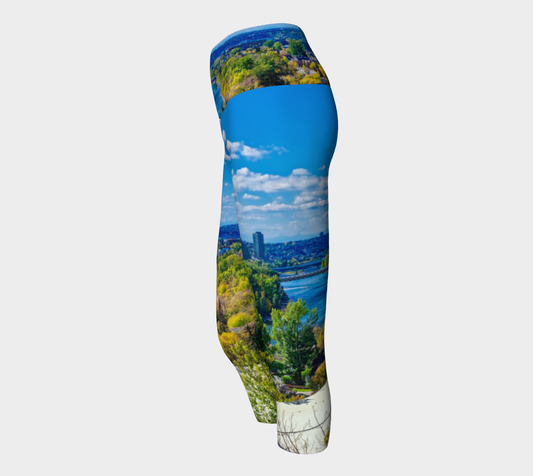 Women's Yoga Capris - Bow River Peace Bridge McHugh Bluff HDR