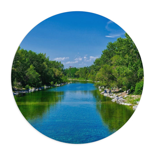 Round Mouse Pad - Bow River South Prince's Island Park HDR