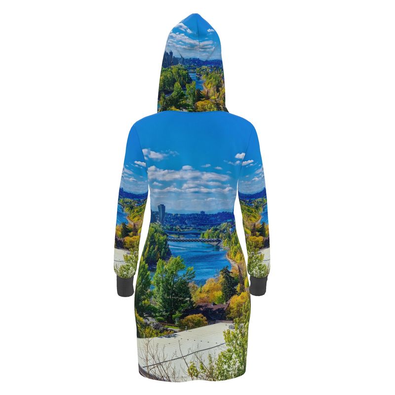 Hoodie Dress - McHugh Bluff Bow River Peace Bridge HDR Fall