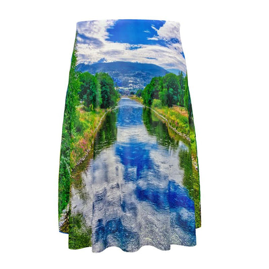 Women's Midi Skirt - Penticton Okanagan River Channel HDR