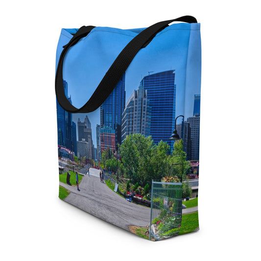 All-Over Print Large Tote Bag - Downtown Calgary Prince's Island Park HDR