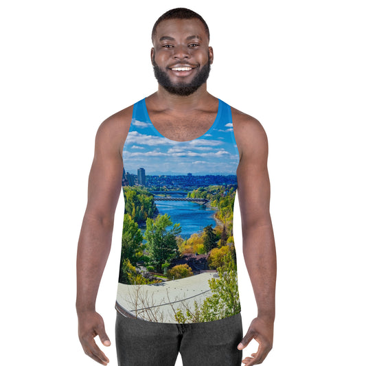 Men's All-Over Tank Top - Bow River Peace Bridge McHugh Bluff Fall HDR