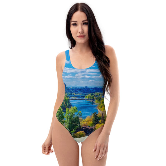 One-Piece Swimsuit - Bow River Peace Bridge McHugh Bluff HDR Fall