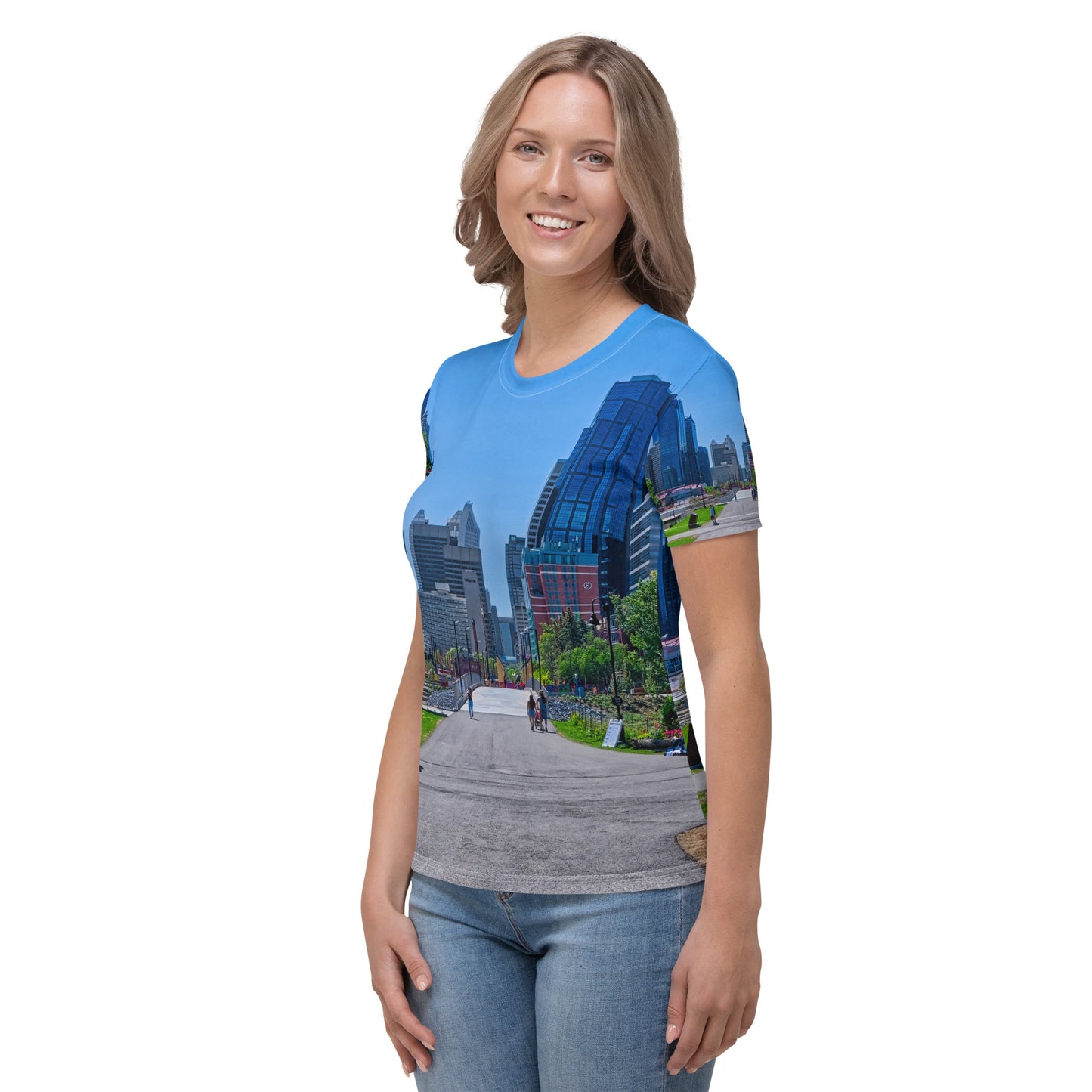 Women's All-Over T-Shirt - Downtown Calgary Prince's Island Park HDR