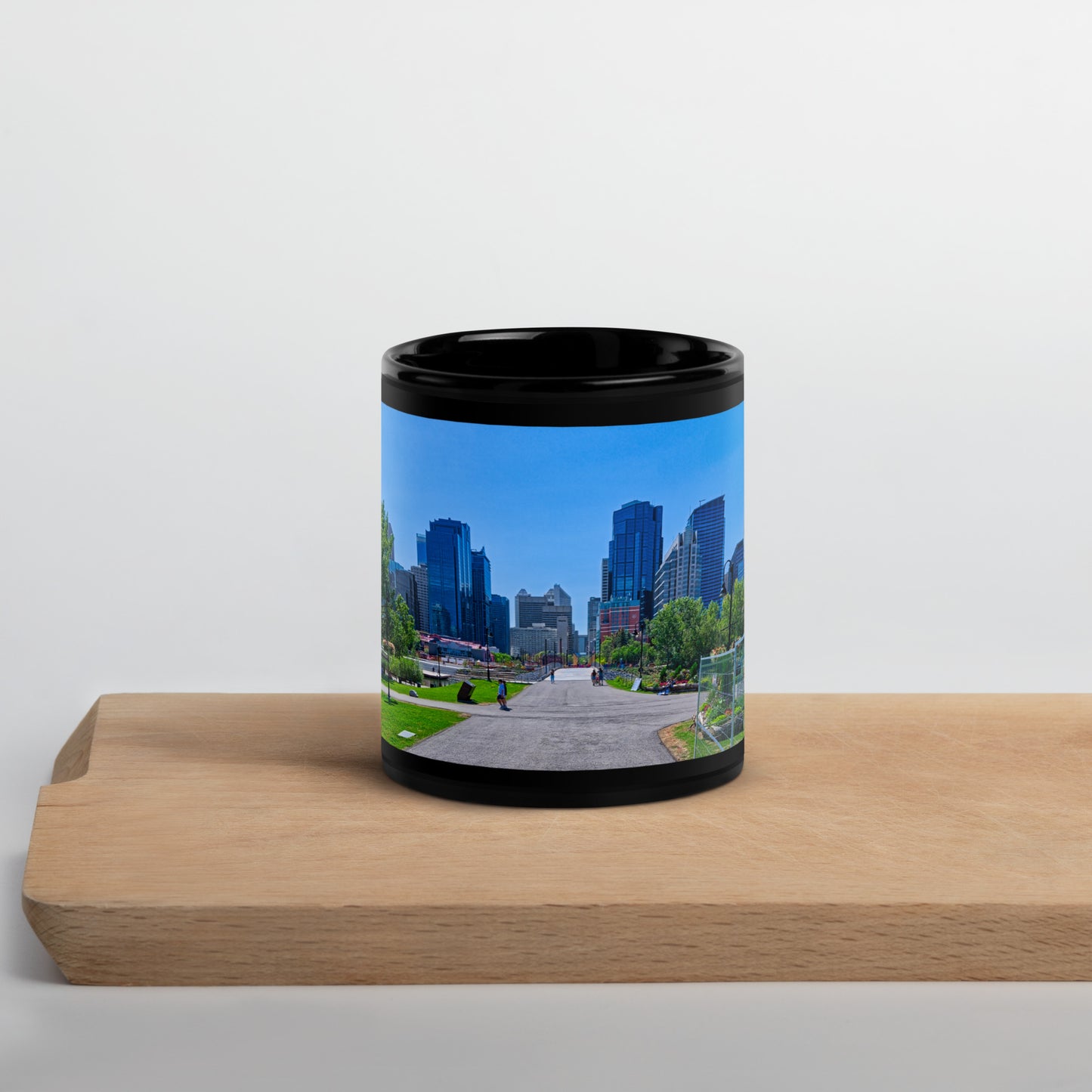 Black Glossy Mug - Downtown Calgary Prince's Island Park HDR
