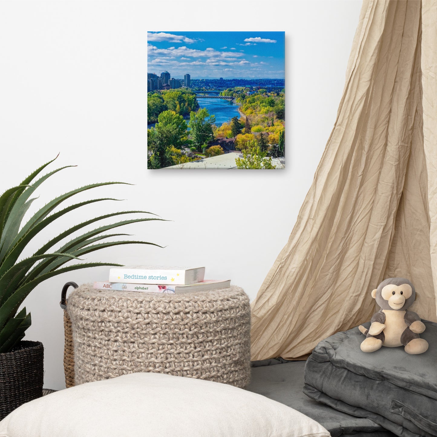 Canvas Prints - Bow River Peace Bridge McHugh Bluff Fall HDR