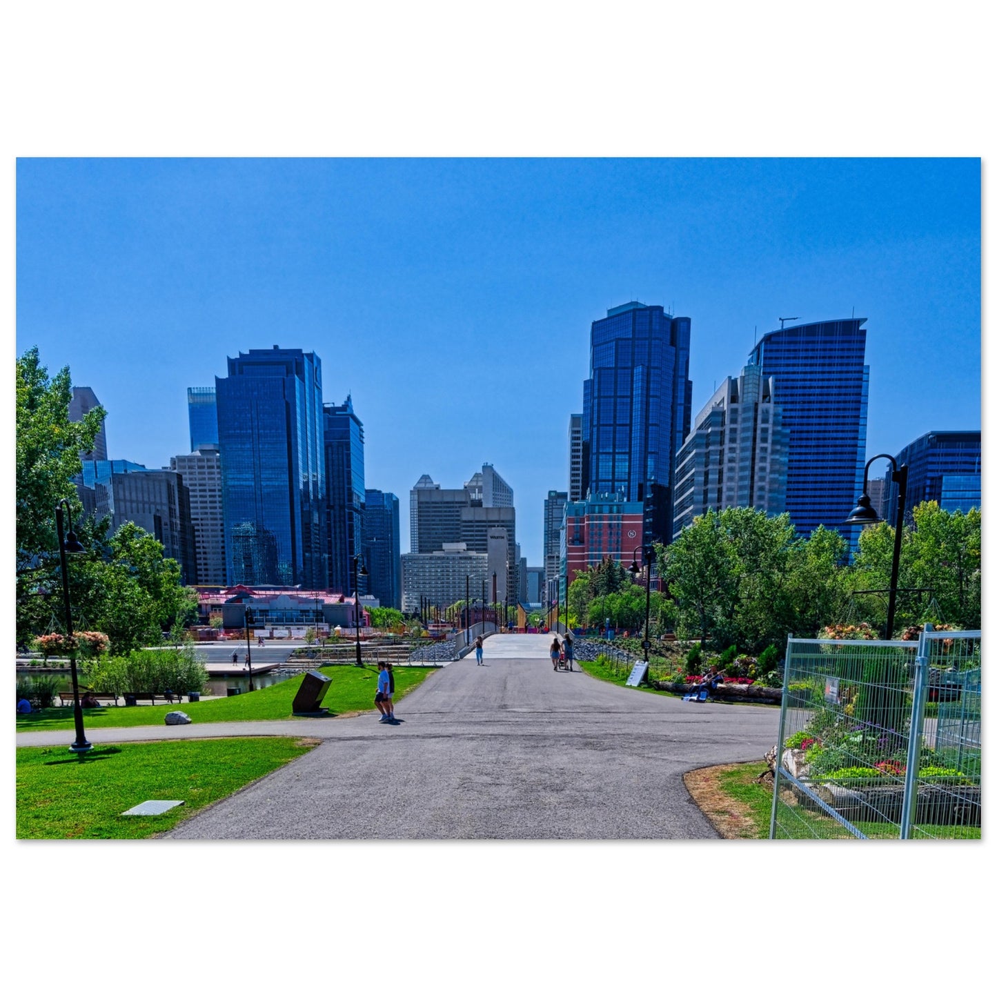 Premium Semi-Glossy Poster Print - Downtown Calgary Prince's Island Park HDR