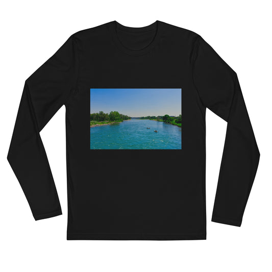 Men's Long Sleeve Fitted Crew - Bow River George C. King Bridge