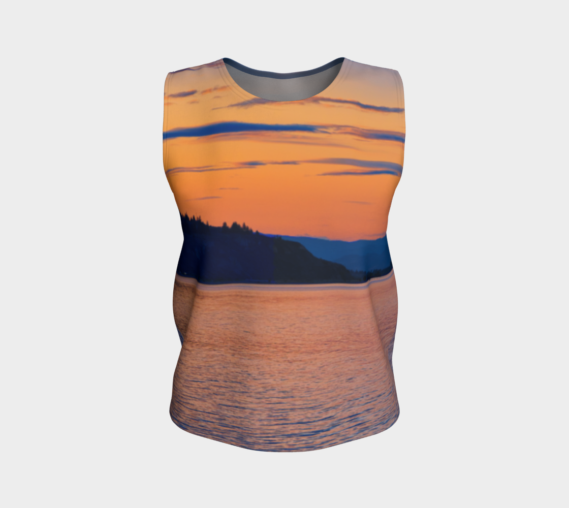 Women's All-Over Loose Long Tank Top - Penticton Okanagan Lake Sunset