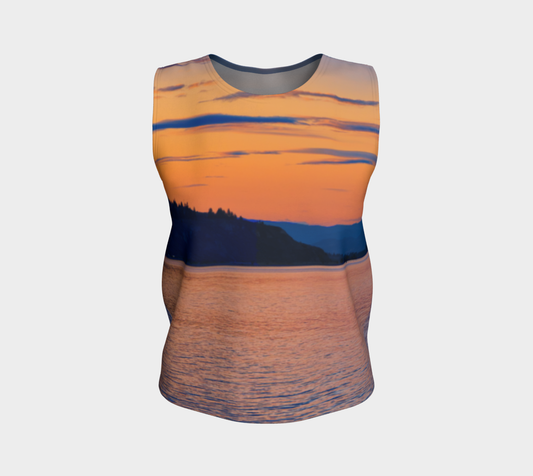 Women's All-Over Loose Long Tank Top - Penticton Okanagan Lake Sunset