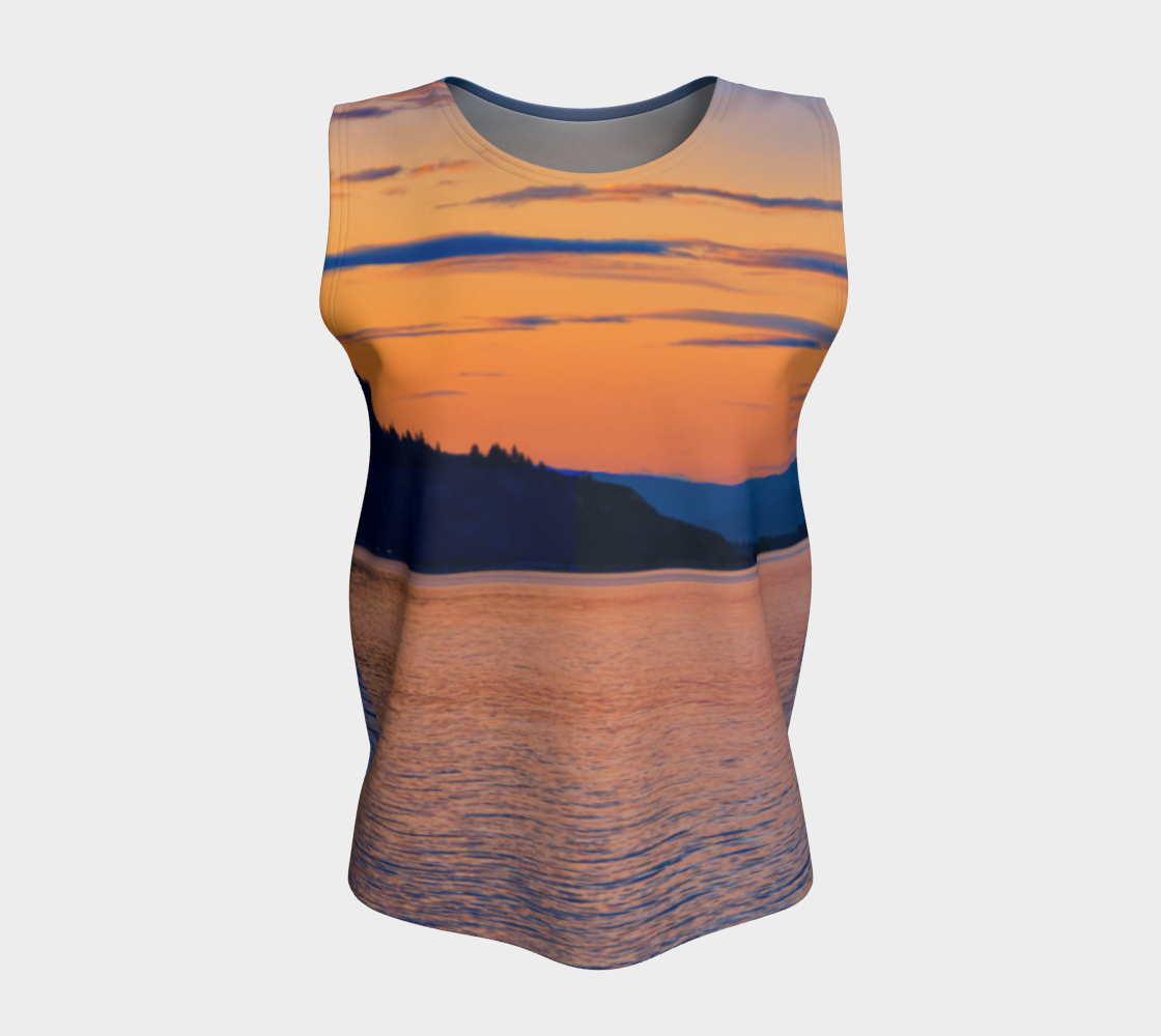 Women's All-Over Loose Long Tank Top - Penticton Okanagan Lake Sunset