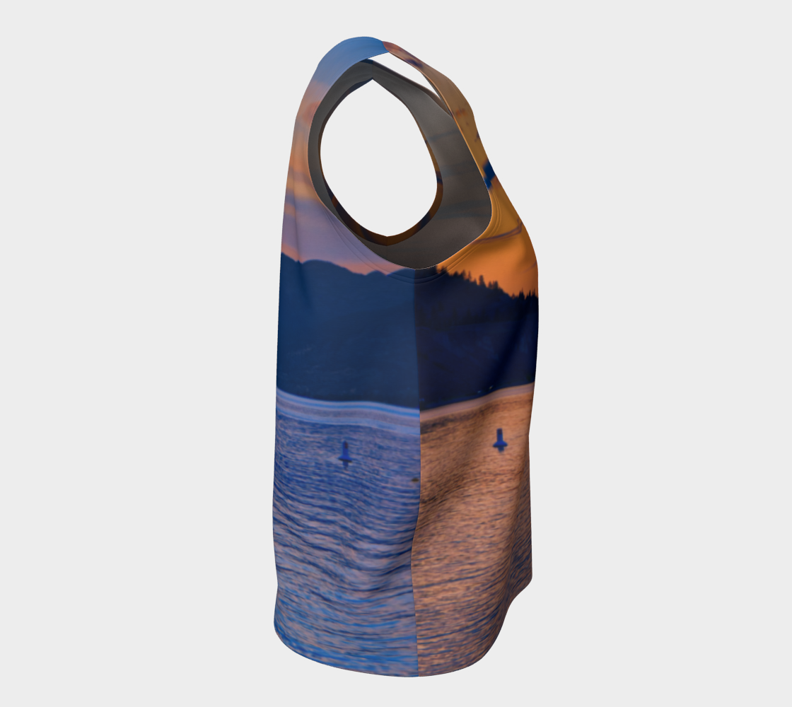 Women's All-Over Loose Long Tank Top - Penticton Okanagan Lake Sunset
