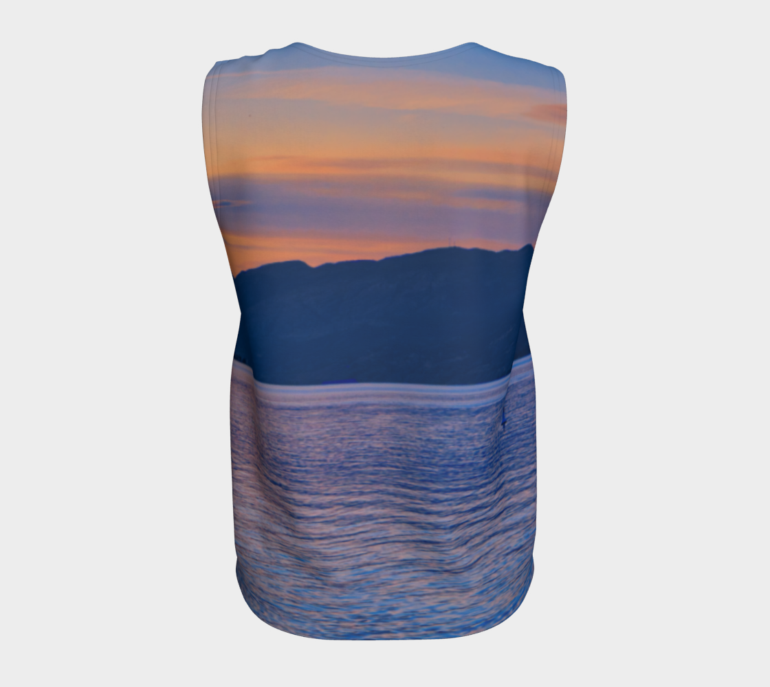 Women's All-Over Loose Long Tank Top - Penticton Okanagan Lake Sunset