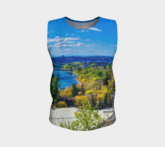 Women's Loose Tank Top - Bow River Peace Bridge McHugh Bluff HDR Fall