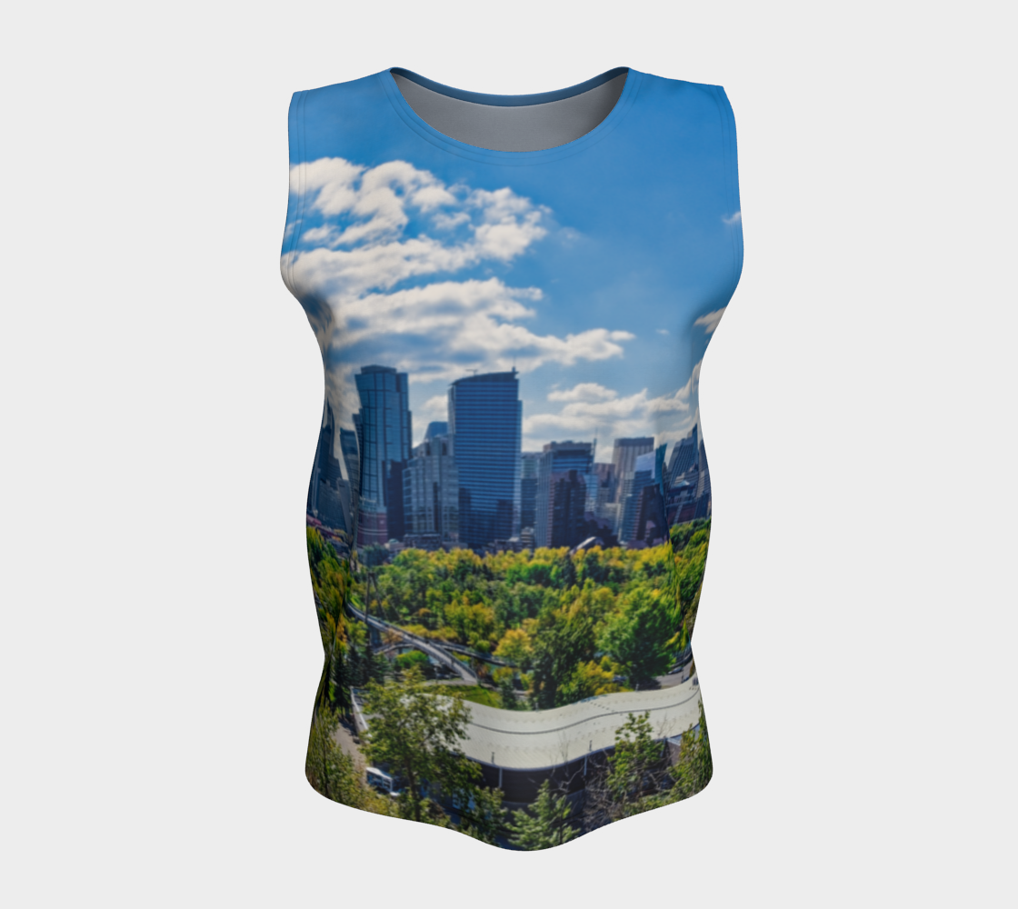 Women's Loose Long Tank Top - Downtown Calgary McHugh Bluff Fall