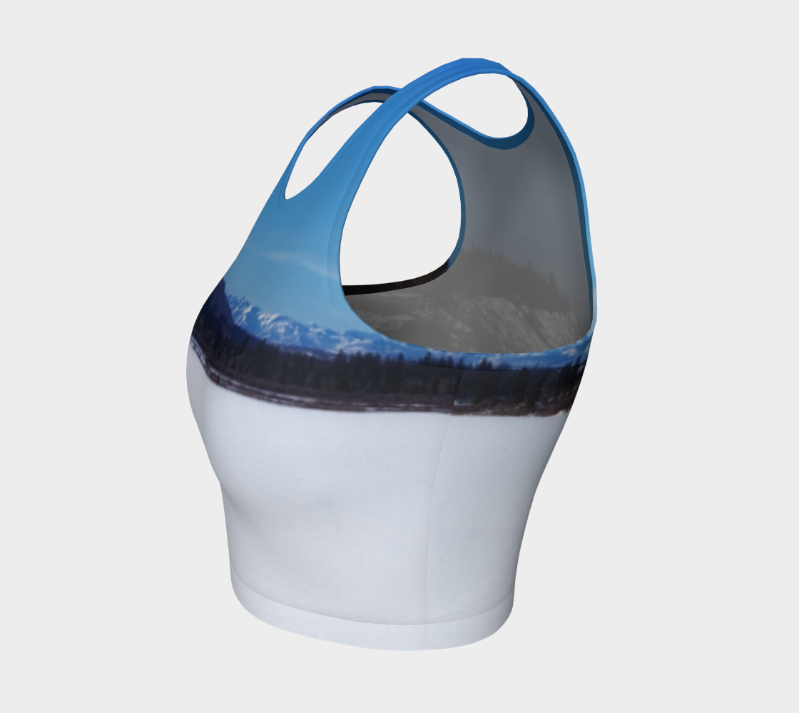 Women's Athletic Crop Top - Glenmore Reservoir Winter