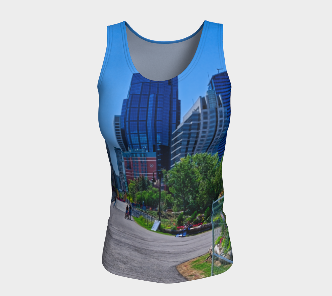 Women's All Over Fitted Regular Tank Top - Downtown Calgary Prince's Island Park HDR