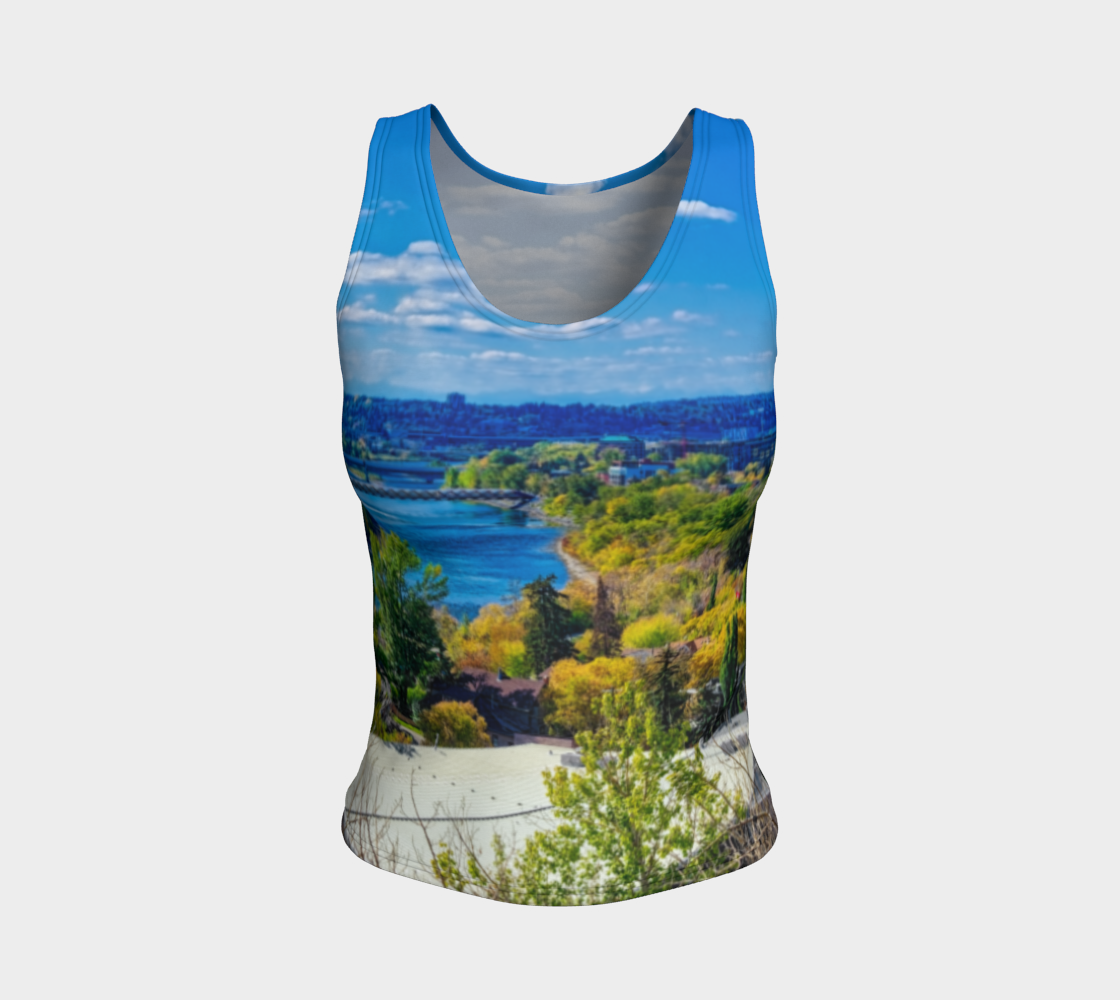 Women's Fitted Regular Tank Top - Bow River Peace Bridge McHugh Bluff Fall HDR