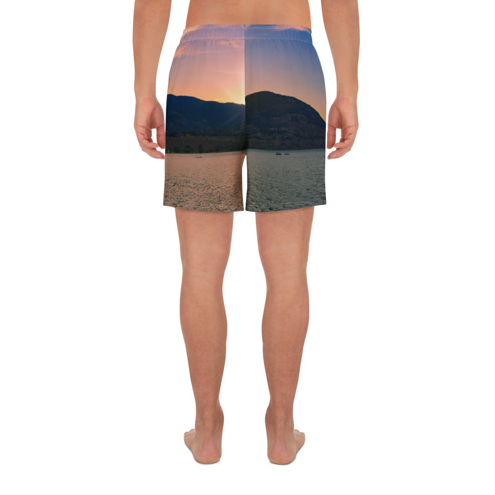 Men's Recycled Athletic Shorts - Penticton Okanagan Lake Sunset