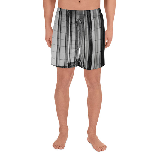 Men's Recycled Athletic Shorts - Downtown Calgary Hudson's Bay Sidewalk Black and White
