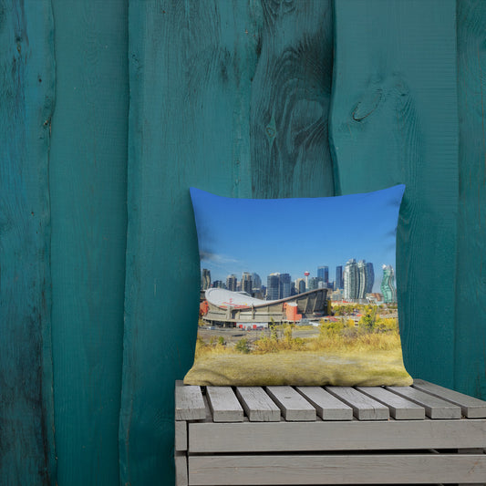 Premium Pillow - Downtown Calgary and the Fall Colours Scotsman's Hill