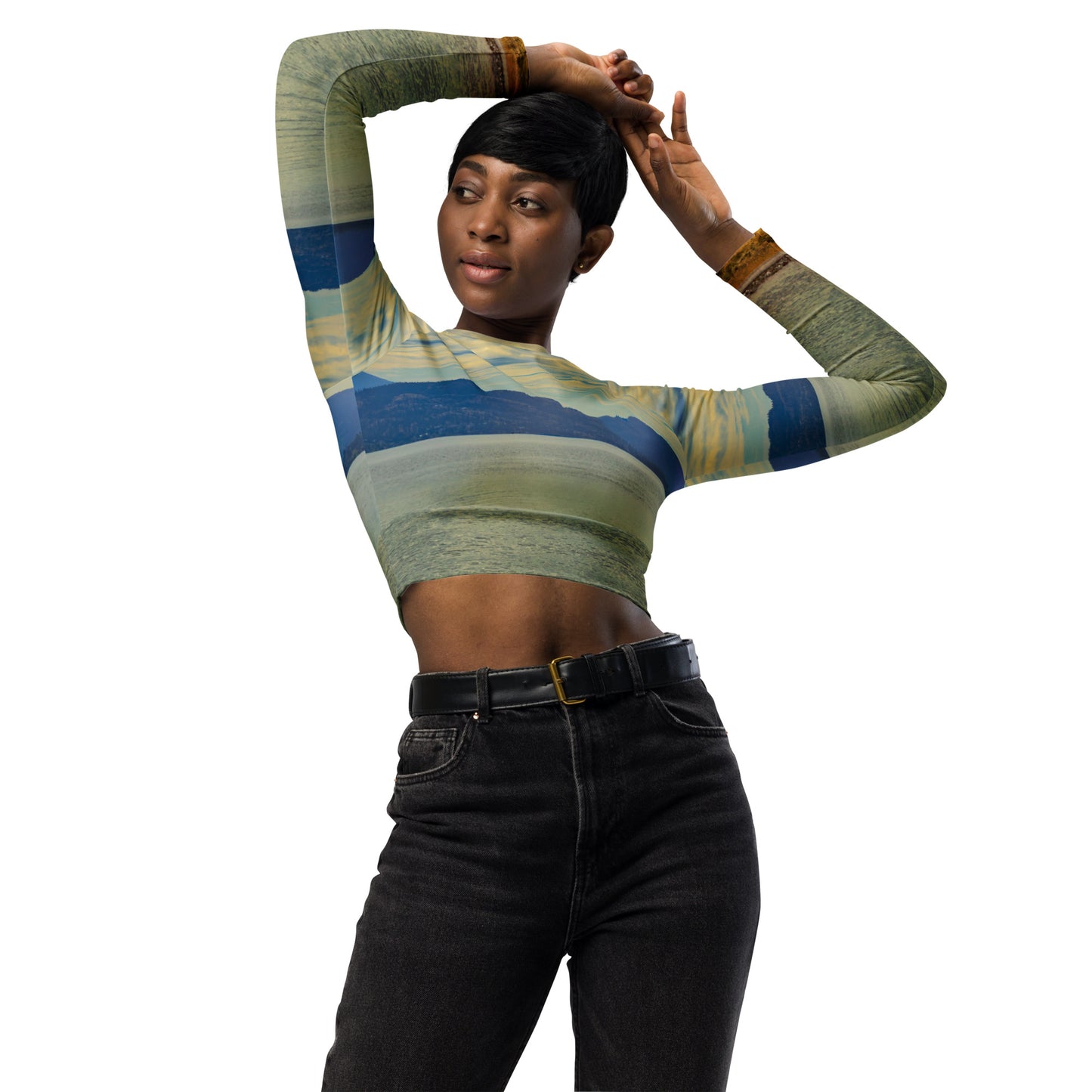 Recycled Long-Sleeve Crop Top - Penticton Skaha Lake