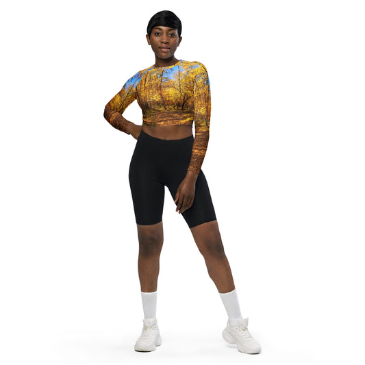 Recycled Long-Sleeve Crop Top - Carburn Park Fall Colours