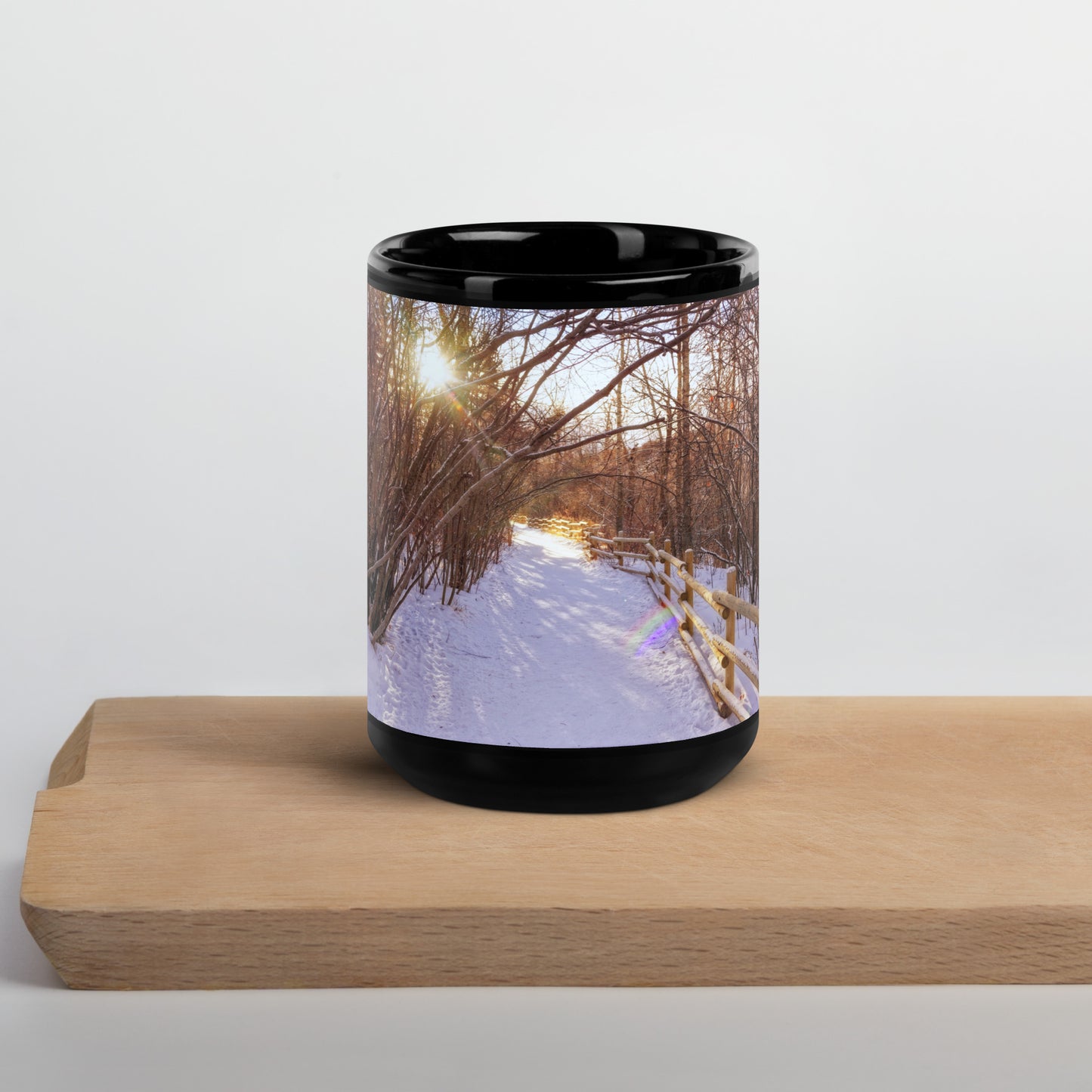 Black Glossy Mug - Riverdale Park Forest Winter