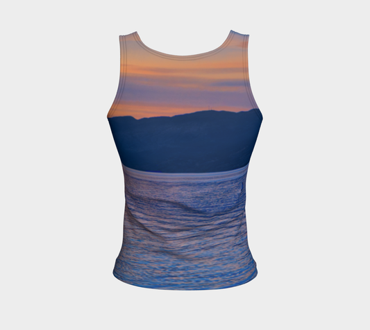 Women's All-Over Fitted Long Tank Top - Penticton Okanagan Lake Sunset