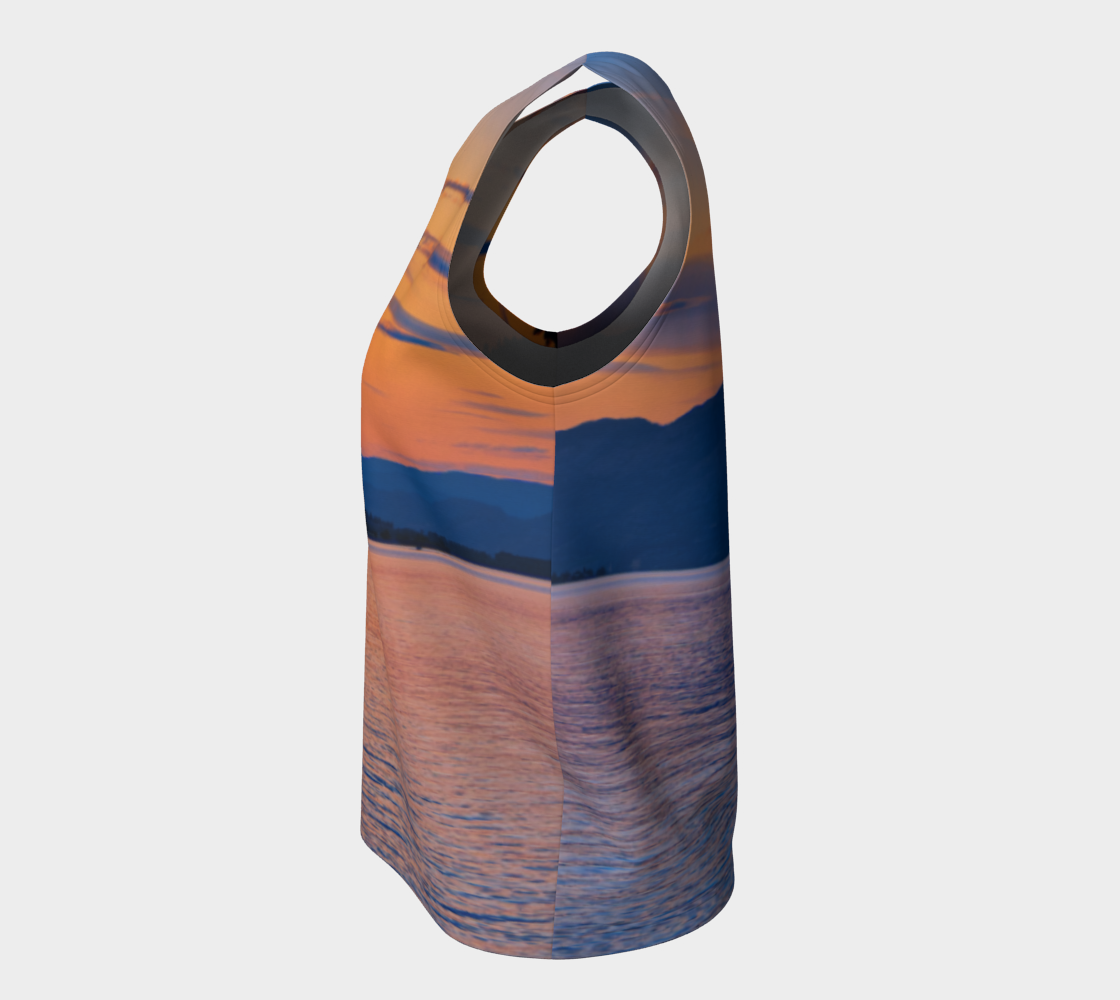 Women's All-Over Loose Long Tank Top - Penticton Okanagan Lake Sunset