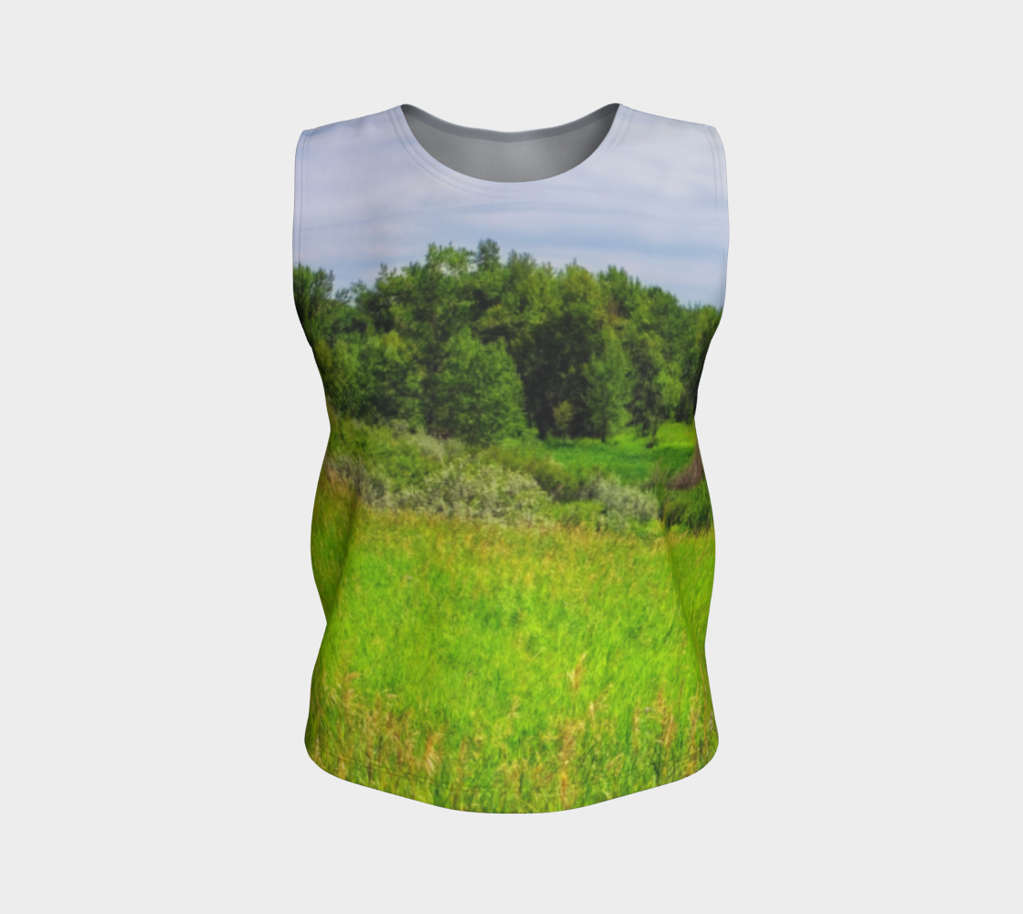 Women's All-Over Loose Long Tank Top - Fish Creek Park Votier's Flats Meadow