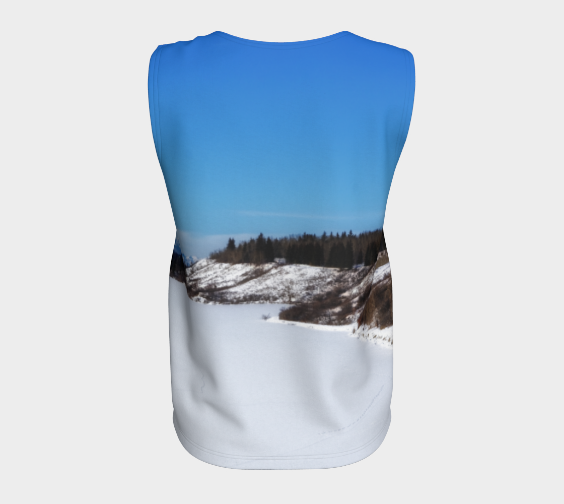 Women's All-Over Loose Long Tank Top - Glenmore Reservoir Winter