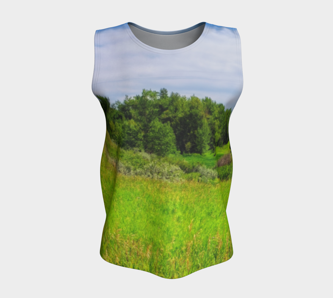 Women's All-Over Loose Long Tank Top - Fish Creek Park Votier's Flats Meadow