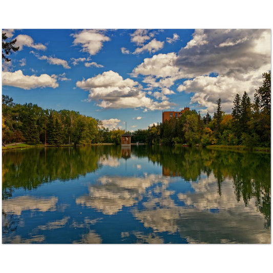 Wood Print - Bowness Park Lagoon Fall