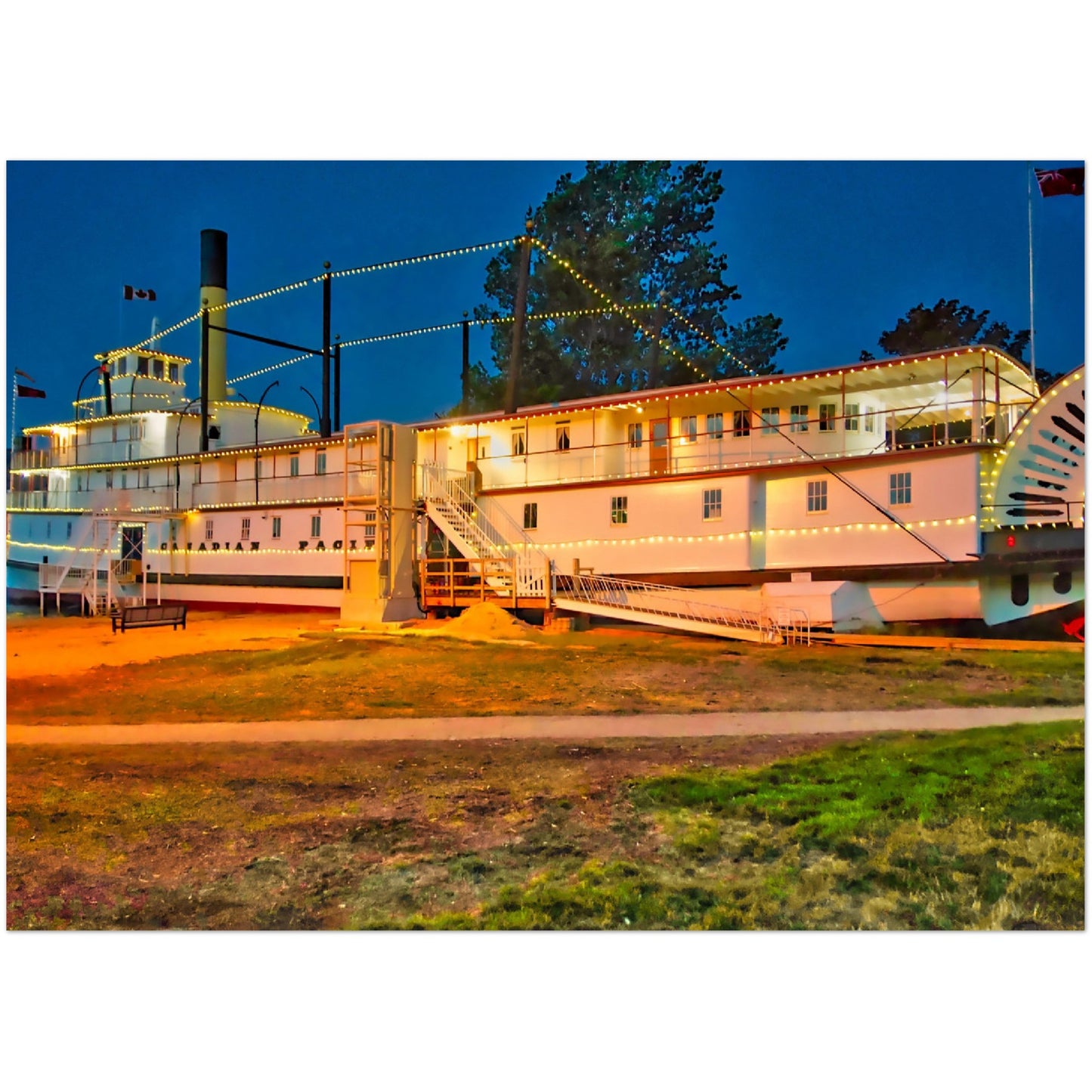 Premium Semi-Glossy Poster Print - SS Sicamous at Night HDR