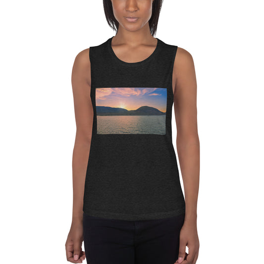 Ladies’ Muscle Tank - Penticton Okanagan Lake Sunset