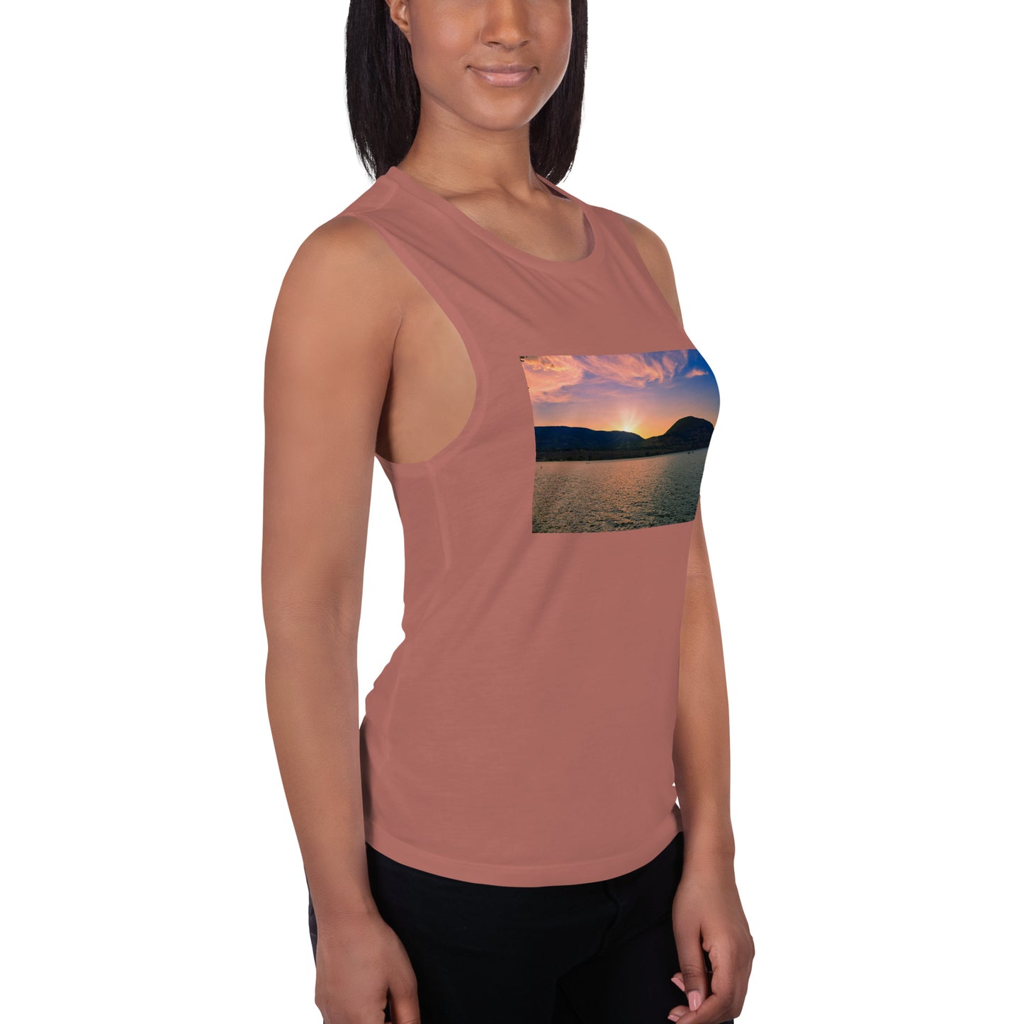 Ladies’ Muscle Tank - Penticton Okanagan Lake Sunset