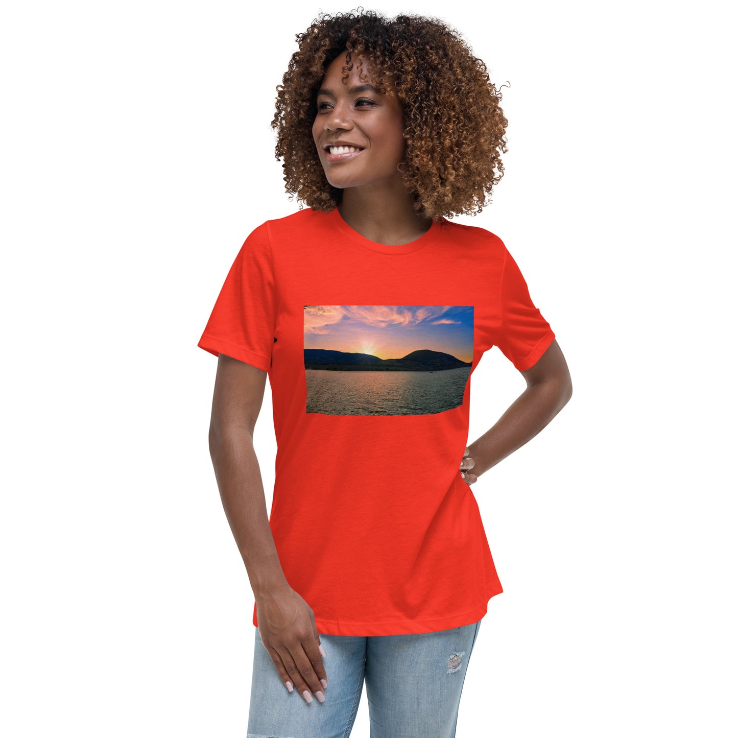 Women's Relaxed T-Shirt - Penticton Okanagan Lake Sunset